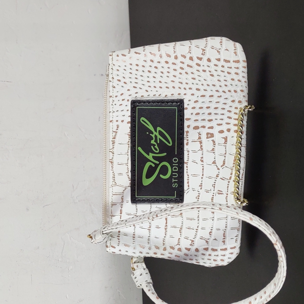 Sharif Studio Croc Embossed Faux Leather Wristlet